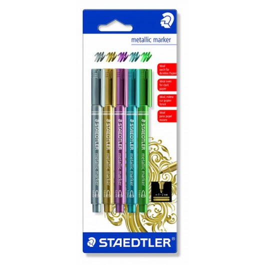 Staedtler Marker Tuschpennor Ass. Metallic färger - 5 st.