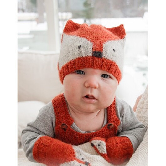 Baby Fox by DROPS Design - Baby Mössa och vantar Stickmönster Str. Prematur - 3/4 år