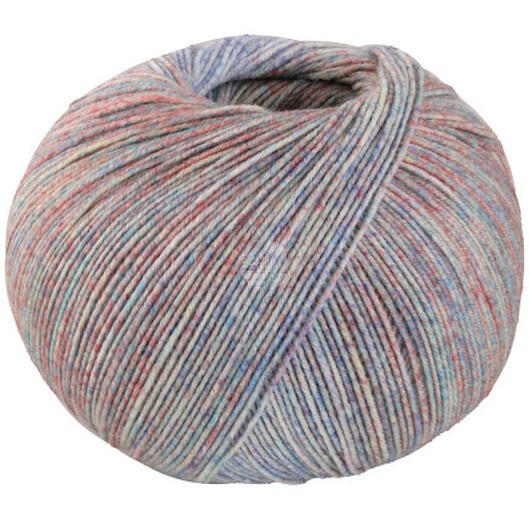 Lana Grossa Meilenweit 100 Merino Extrafine Shades Garn 7225 Is/Inky Blue/Turkos/Ljusröd/Ljusgrå