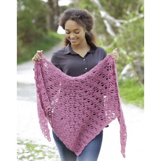 Paradis by DROPS Design - Sjal Virkmönster 90x60 cm