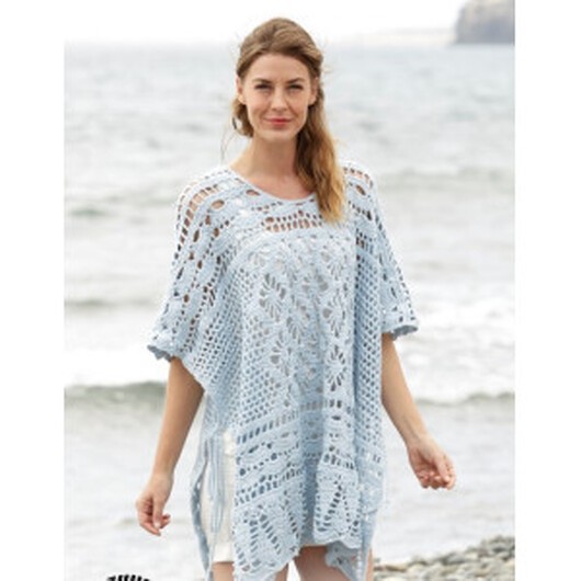 Graceful Mermaid by DROPS Design - Poncho Virk-mönster strl. S/M - XXL - Large / X-Large