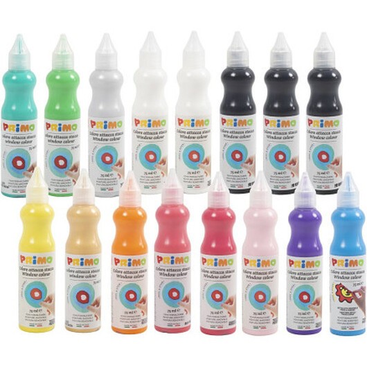 Fönsterfärg, mixade färger, 16x75 ml/ 1 förp.