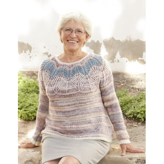 Egyptian Feathers by DROPS Design - Blus Stickmönster str. S - XXXL