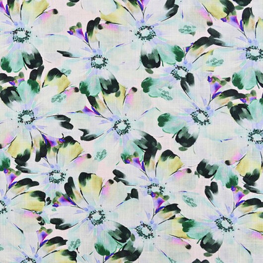 Lin/Viskos Jersey Tyg 1305 Blommor - 50cm