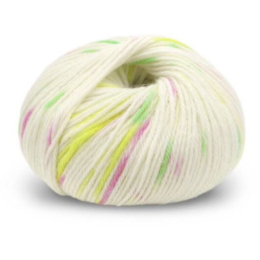 Du Store Alpakka Sterk Garn 925 Vit/Neon Print