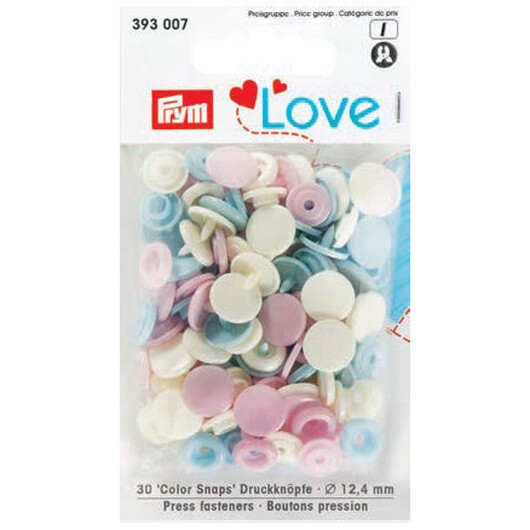 Prym Color Snaps Tryckknappar Plast Rund 12,4mm Ass. Pastell - 30 st.