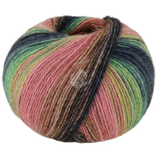 Lana Grossa Gianna Garn 9 Svart/gröngult/ljus/mörkgrönt/brunt