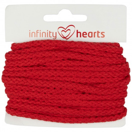 Infinity Hearts Anoraksnöre Bomull rund 5mm 550 Röd - 5m