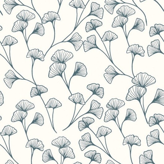 Poplin m/blad 145cm 7 Blå - 50cm