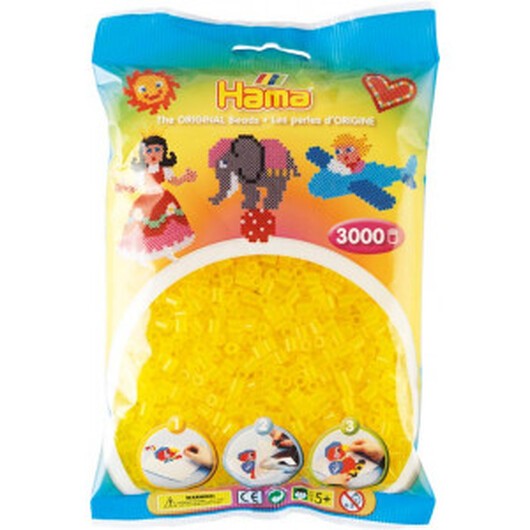 Hama Midi Pärlor 201-14 Transparent Gul - 3000 st.