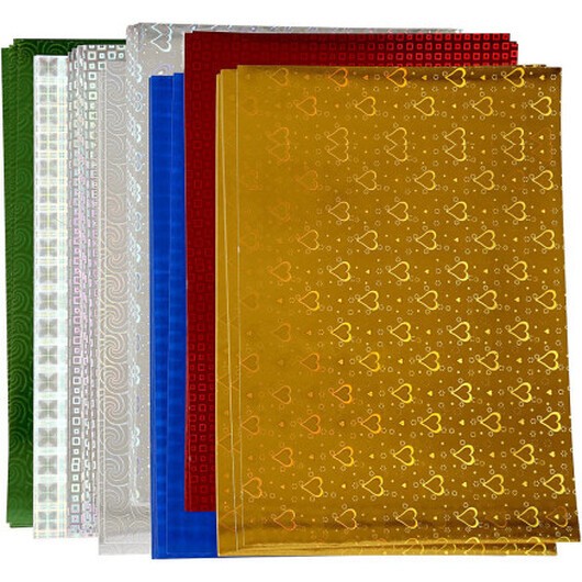 Holografipapper, A4, ark 210x297 mm, 120 g, 80 mix. ark/ 1 förp.