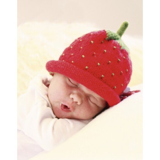 Sweet Strawberry by DROPS Design - Baby Mössa Stick-mönster strl. 1/3 mån - 3/4 år