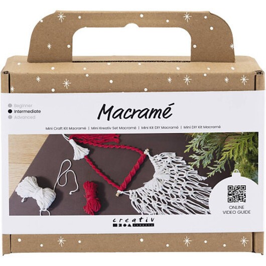 Mini DIY Kit Makramé, Jultomte, julröd, råvit, 1 förp.