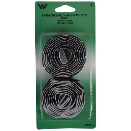 Kardborrband Rundlar Självhäftande Svart 20mm - 50 st.