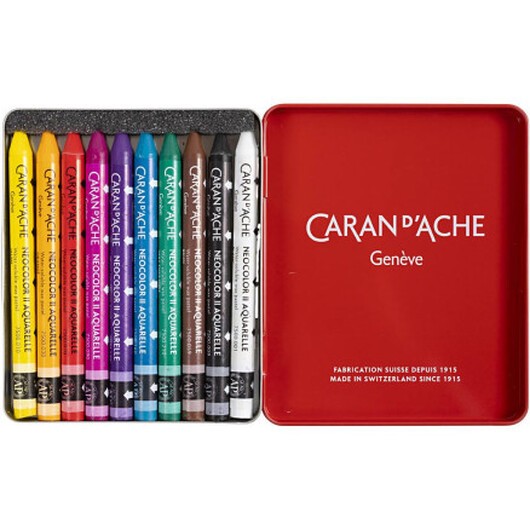 CARAN D'ACHE Neocolor II akvarellkritor, L: 10 cm, tjocklek 8,5 mm, mixade färger, 10 st./ 1 förp.