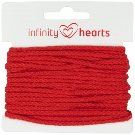 Infinity Hearts Anoraksnöre Bomull rund 3mm 550 Röd - 5m