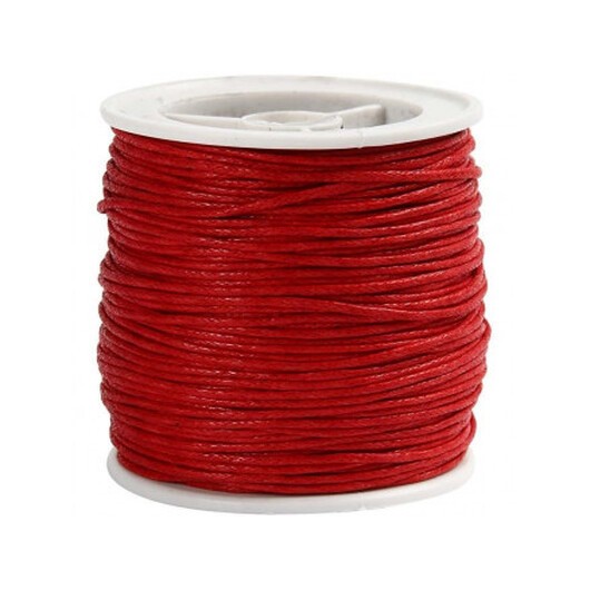 Makramégarn / Knytsnöre Vaxat Röd 1 mm 40 m