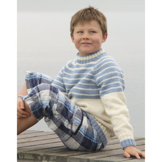 Water stripes by DROPS Design - Tröja Stick-mönster strl. 3/4 - 13/14 år