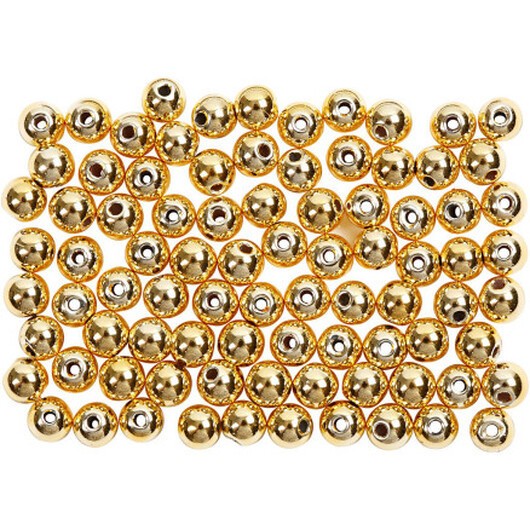 Vaxpärlor, diam. 4 mm, hålstorlek 0,7 mm, guld, 150 st / 1 frp.