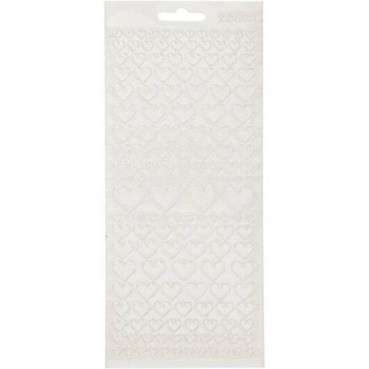 Stickers, hjärtan, ark 10x23 cm, transparent, 1 ark
