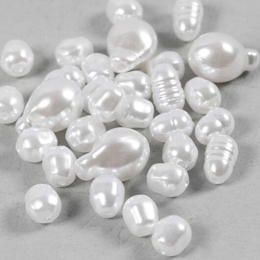 Vaxpärlor, Oval, Dia. 6-14 mm, Hålstl. 1,3-1,5 mm, 30 st./ 1 förp.