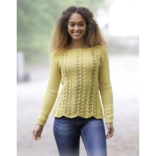 Lemon Parfait by DROPS Design - Tröja Stickmönster strl. S - XXXL