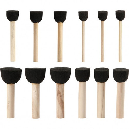 Skumstencilpenslar, dia. 13-20-25-35 mm, 12 mix.