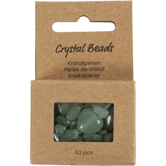 Kristallpärlor, Aventurin, diam. 7-12 mm, hålstorlek 1 mm, grön, 63 st / 1 pk.