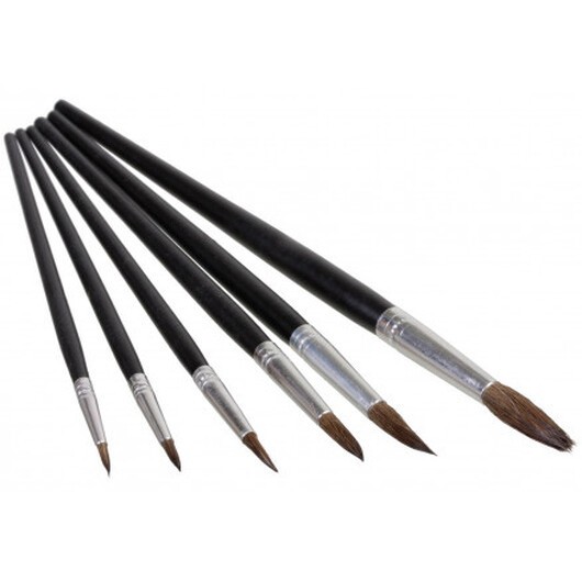 Artino Målarpenslar/Artist Brush Set Runda gethår Ass. Storlekar - 6 st.