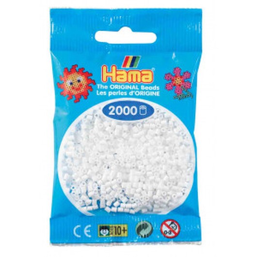 Hama Mini Pärlor 501-01 Vit - 2000 st.