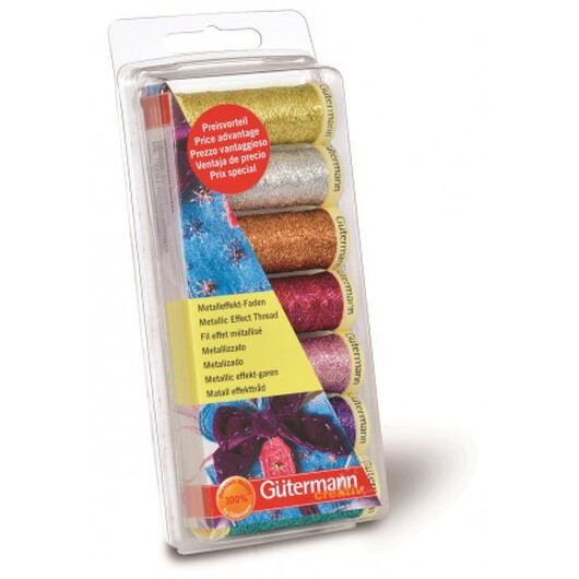 Gütermann Trådset Metallic Effekttråd 50m Ass. färger - 7 st.