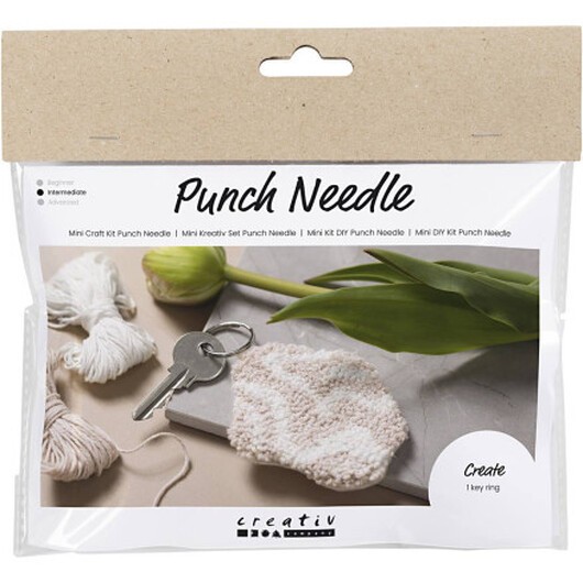 Mini DIY Kit Punch Needle, Nyckelring, beige, 1 förp.