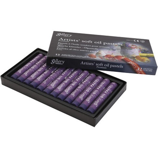 Gallery oljepastellkritor, L: 7 cm, Dia. 11 mm, tjocklek 11 mm, lila, 12 st./ 1 förp.