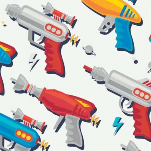 Bomullsjersey Print Tyg 150cm 002 Vattenpistoler - 50cm