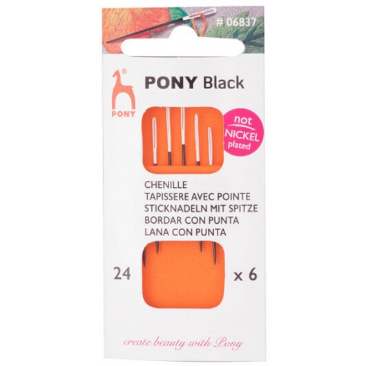 Pony Black Stramaljnål med Spets Strl. 24 - 6 st