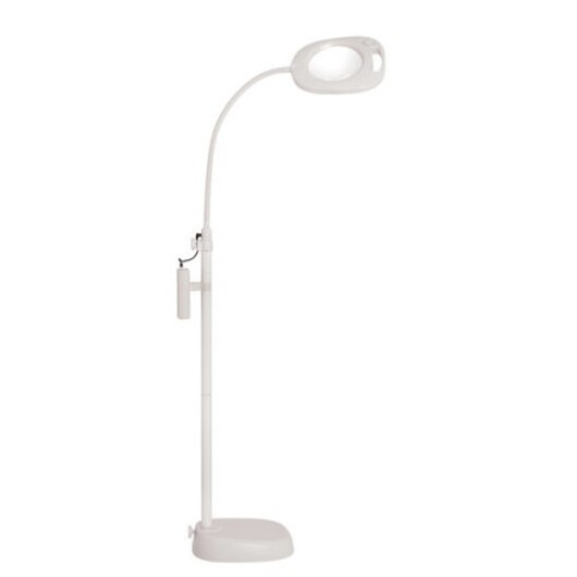 LED-golvlampa med förstoringsglas - 3 i 1 vit