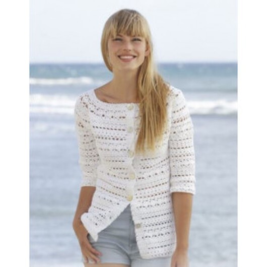 Seashore Bliss Cardigan by DROPS Design - Jacka Virk-mönster strl. S - - XXX-Large