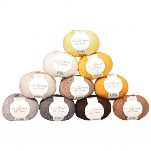 Infinity Hearts Baby Merino Garnpaket 18 Bruna och Gula nyanser - 10 st