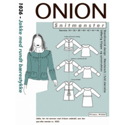 ONION Snittmönster 1036 Jacka med runt Ok Str. 34-46