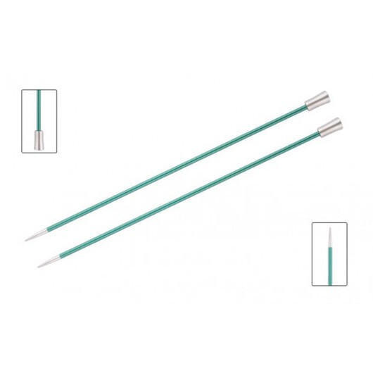 KnitPro Zing Stickor / Jumperstickor Aluminium 25cm 8,00mm / 9.8in US11 Emerald