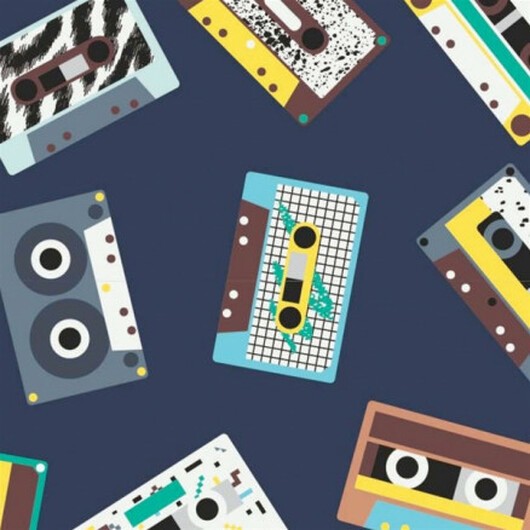 Bomullsjersey Print Tyg 150cm 004 Kassettband - 50cm