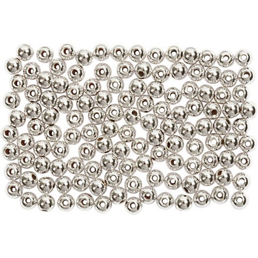 Vaxpärlor, diam. 3 mm, hålstorlek 0,7 mm, silver, 150 st / 1 frp.