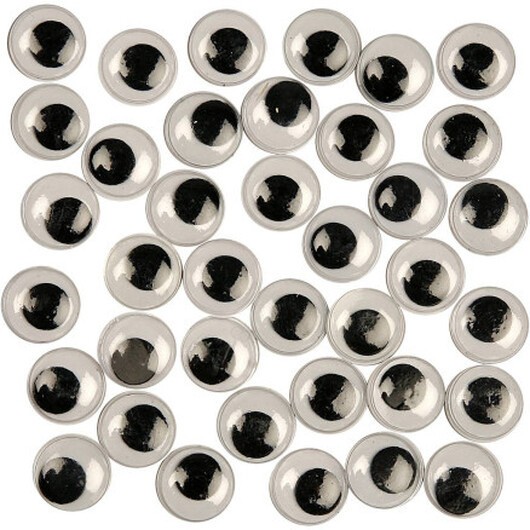 Rörliga ögon, utan häftämne, diam. 12 mm, 30 st / 1 frp.