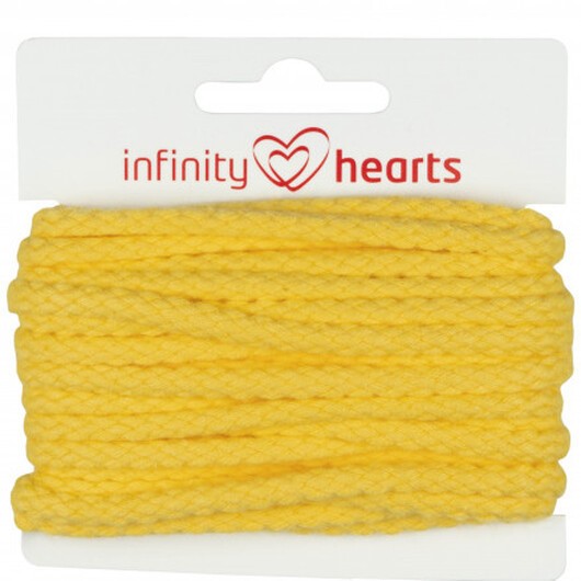 Infinity Hearts Anoraksnöre Bomull rund 5mm 340 Gul - 5m