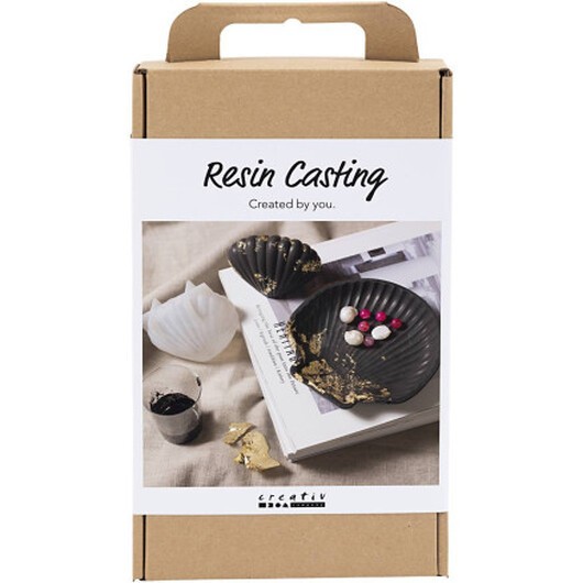 DIY Kit Resin Casting, skal, svart, guld, 1 frp.