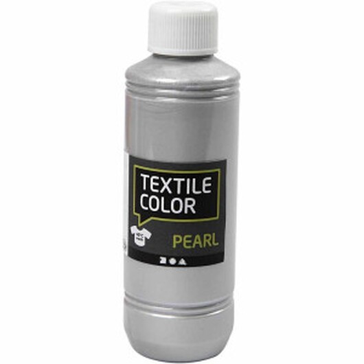 Textilfärg, pärlemor, silver, 250ml/ 1 flaska