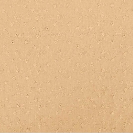 Bomullstyg med broderi 135cm 1652 Beige - 50cm