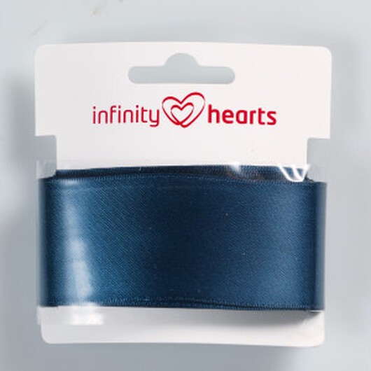 Infinity Hearts Satinband Dubbelsidigt 38mm 369 Militärblå - 5m