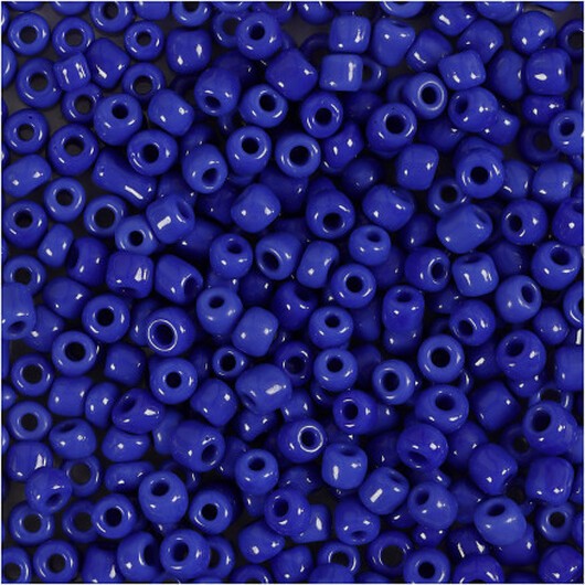 Rocai-pärlor, diam. 3 mm, storlek 8/0, hålstorlek 0,6-1,0 mm, blå, 25g/ 1 frp.