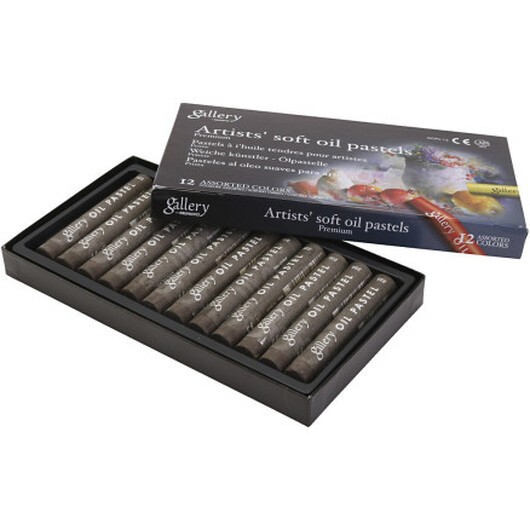 Gallery oljepastellkritor, L: 7 cm, Dia. 11 mm, tjocklek 11 mm, burnt umber, 12 st./ 1 förp.